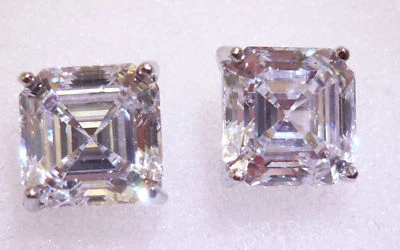 1 Karat Tw Top Russische Cz Asscher Moissanit Simulans Massiv 14 Weiss Gold - Bild 1 von 2