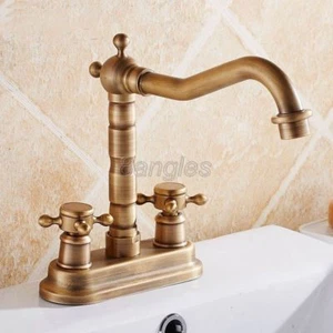 Grifo mezclador lavabo antiguo de latón de 4 pulgadas montado en la cubierta 8nf426 - Imagen 1 de 8