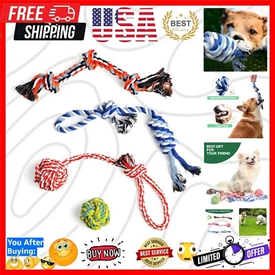 4-Pack Indestructible Dog Rope Toys - Perfect for Teething Puppies & Fun Play - Image 1 of 4