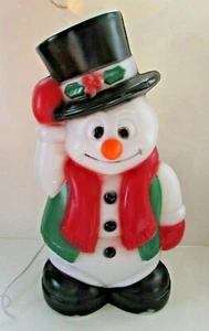 VTG General Foam 18" Christmas Snowman w/ Carrot Nose Black Hat Blow Mold USA - Picture 1 of 10