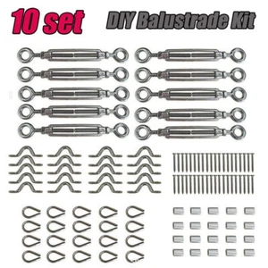 homiyRus DIY Electropolished Eye Turnbuckle Stainless 316 Wire Balustrade Kit - Picture 1 of 12