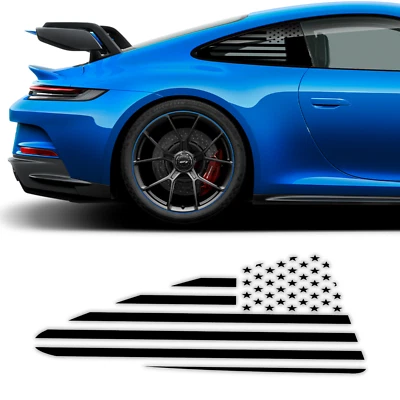 Calcomanía de ventana lateral trasera bandera americana para Porsche 911 GT3 2017-2019 (2 piezas) Foto 1 de 2