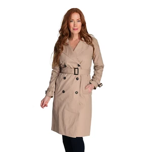 NEW CoffeeShop Woven Notch Collar 2-Pocket Trench Coat w/ Removable Belt - Picture 1 of 11