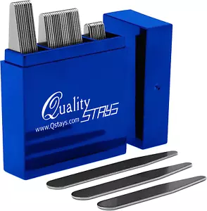 40 Metal Collar Stays for Men'S Dress Shirts – 3 Sizes in Divided Sapphire Box - Picture 1 of 12