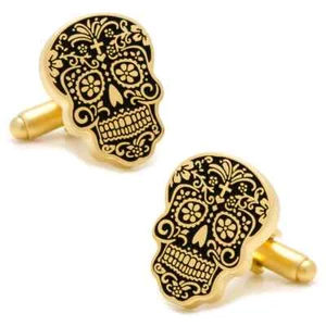 Gold Day of the Dead Cufflinks - Picture 1 of 4