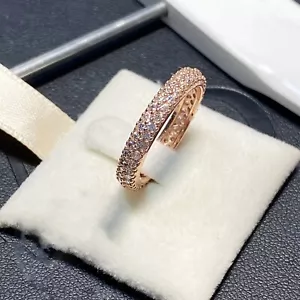 Nuevo Auténtico Anillo de Circón de Plata de Ley 925 Oro Rosa - Imagen 1 de 3