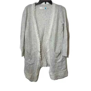 Sparrow Anthropologie Gray Cardigan Sweater Size M Wool Blend Knit Lace Trim - Picture 1 of 8