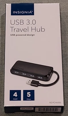 Insignia NS-PCH6430 4-Port USB 3.0 Travel Hub - Black - New - Open Box - Image 1 of 4