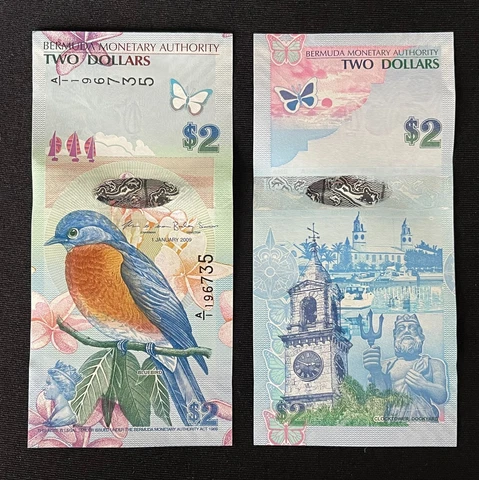 BERMUDA $2 Dollars 2009 (2013), P-57b Prefix A/1, Cossar / Simmons, Fresh UNC Cover