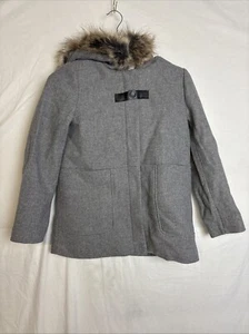 Zara Niñas Gris Con Capucha Invierno Mezcla Lana Cremallera Frontal Talla 13-14 - Imagen 1 de 2