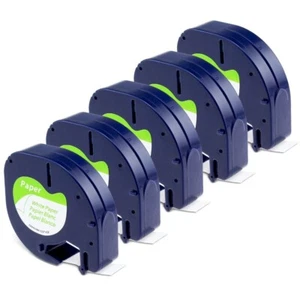 Paquete de 5 Reemplazo de Recargas DYMO LetraTag 91330 10697 Cinta de Etiqueta de Papel Blanco 12mm 4m - Imagen 1 de 9