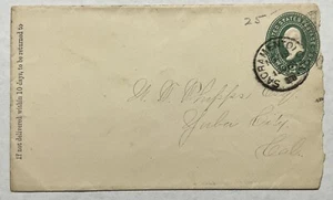 1888 YUBA CITY BACKSTAMPED CANCEL ON SACRAMENTO CALIFORNIA COVER - Picture 1 of 3