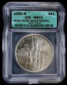 2002 W West Point Bicentennial Silver Dollar ICG - MS 70 - Picture 1 of 2