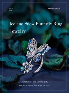 Bamoer Copper Silver Plated Ice And Snow Butterfly Open Ring Women Gifts Jewelry - Picture 1 of 18