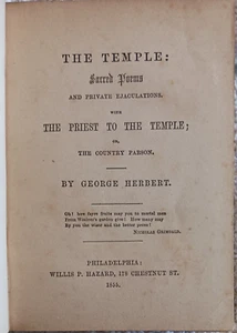 1855 George Herbert The Temple Sacred Poems & Private Ejaculations w/The Priest - Picture 1 of 22