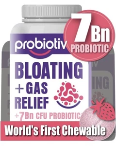 PROBIOTIV CHEWABLE PROBIOTICS FOR DAILY BLOATING W/ 7 BILLION CFU FOR GAS RELIEF - Picture 1 of 6