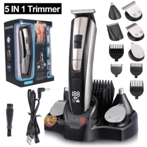 Mens Rechargeable Hair Clipper Beard Trimmer Kit Cordless Hair Mustache Trimmer - Picture 1 of 39