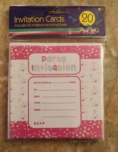 Invitations Set "GIRL" Invited 20 Invites | Envelopes Princess, Star, Tiara - Picture 1 of 2