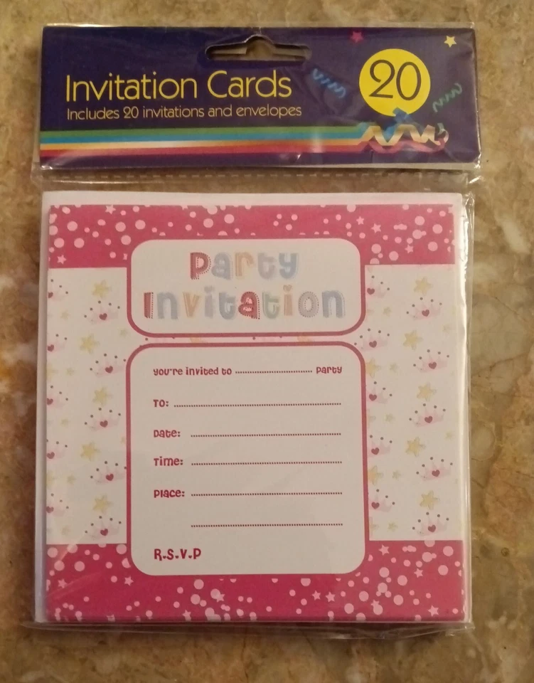 Invitations Set "GIRL" Invited 20 Invites | Envelopes Princess, Star, Tiara - Image 1 of 2