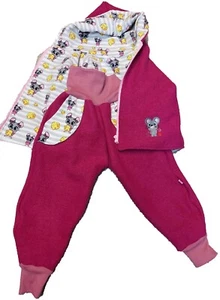 Wollwalkanzug Kombi Mäuse  Jacke Wollwalkhose Kapuzenjacke bestickt Handmad - Bild 1 von 9