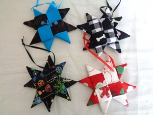 4 Cloth 8-pointed Hand-made Ornaments (6101). - Picture 1 of 10