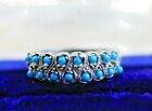 Turquoise Blue Half Eternity Ring Double Row Size O