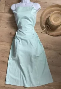 Abito Midi Chic Semplice Nuovo Verde Tagliato Schiena Schiena Cinturino Midi Tasche Anteriore - Foto 1 di 9