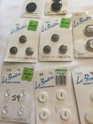 Lot 11 Carded Vintage 1950s/90s Era-plastic Metal Buttons Le Bouton