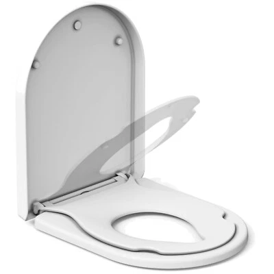 Toilettensitz Kindersitz Absenkautomatik Schnellverschluss, Weiß, D Form, lei... - Bild 1 von 4