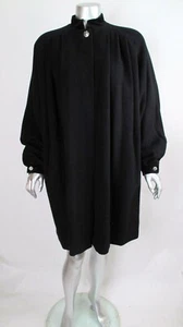 100% Auth Vintage VALENTINO MISS V Velvet Trim Textured Swing Trapeze Coat 44 10 - Picture 1 of 7