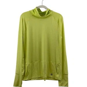 Nine West Pullover Top Green Large Polyester Blend Long Sleeve Thumb Slit - Picture 1 of 9