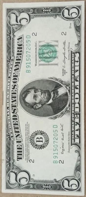 D12 Fed Rsv ERROR $5 green & black seal series 1950 C Abt Unc invisible crease - Image 1 of 4