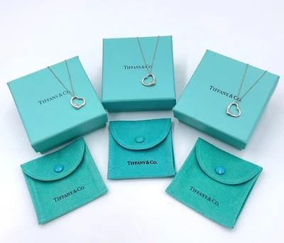 Auth Tiffany & Co. Open Heart Necklace SV925 2.4g/2.9g/2.4g Set3 W/Box BA100771 - Image 1 of 4