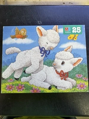 Vintage Milton Bradley Puzzle Pastel Pets Lambs 25 Pieces Complete 1993 - Image 1 of 4