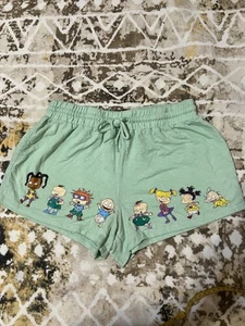 Nickelodeon Girls Large Jersey Knute Shorts Yellow Sponge Bob Rugrats REN Rocko - Picture 1 of 8