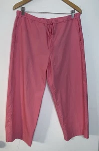DKNY Women's Size Large Pretty Pink Capri Pants Drawstring 100% Cotton - Picture 1 of 9