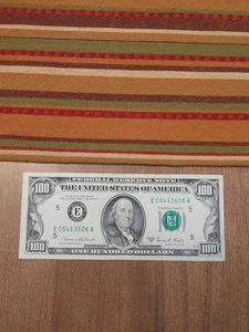 $100 Dollar Bill Federal Reserve Note Series 1969 C Serial # E 05413606 A - Picture 1 of 9
