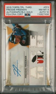 2015 Topps Triple Threads Auto Relics Freddie Freeman Gold #2/9 PSA 8 Auto 10 - Picture 1 of 2