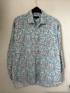 Boden Paisley Patterned Shirt 17.5”  Blue & White Patterned, 52” Chest Cotton - Picture 1 of 11