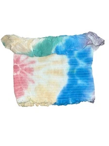 Vintage Havana Girls Rainbow Tie Dye Ruffle Smocked Cropped Tube Top M(10-12) - Picture 1 of 4