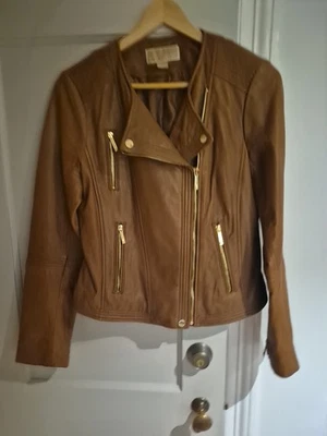 Chaqueta Perfecta Cuero Suave Camel Real Butter Moto Michael KORS m Foto 1 de 4