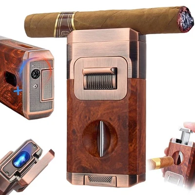 Sturmfeuerzeug Zigarrenanzünder mit Clip V-Schneider 2 Brenner Nachfüllbar - Bild 1 von 4