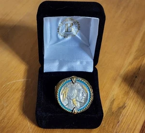 BRADFORD EXCHANGE STERLING SILVER 24K BGE 1936 BUFFALO NICKEL RING ORIGINAL BOX - Picture 1 of 8