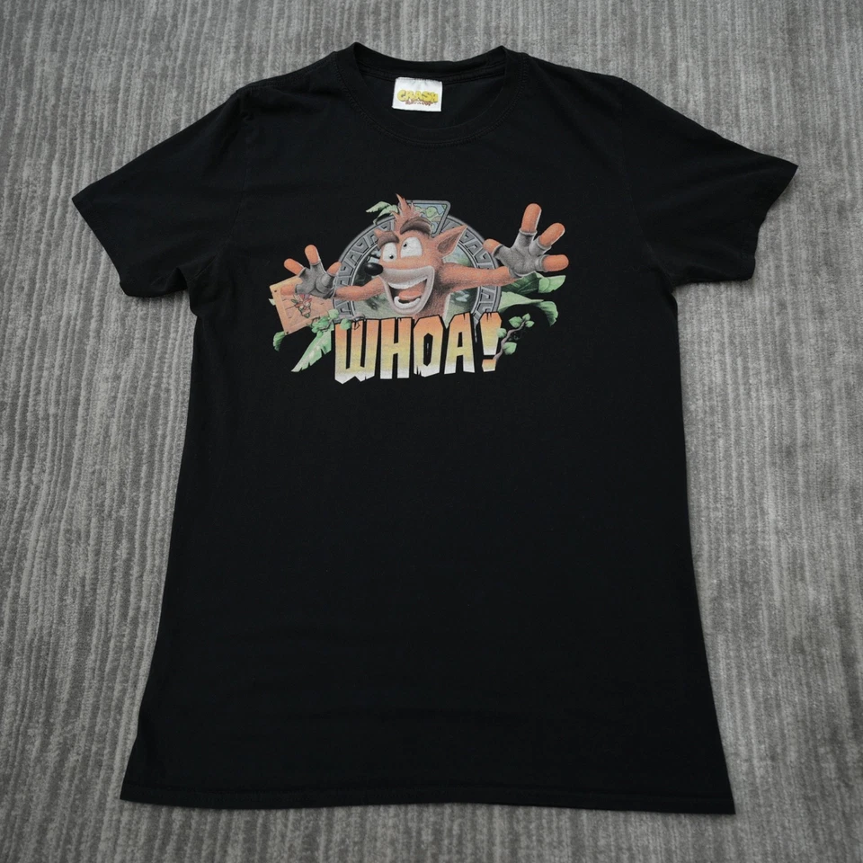"Camiseta de videojuego Crash Bandicoot negra 37"" impresión gráfica pequeña" Foto 1 de 4