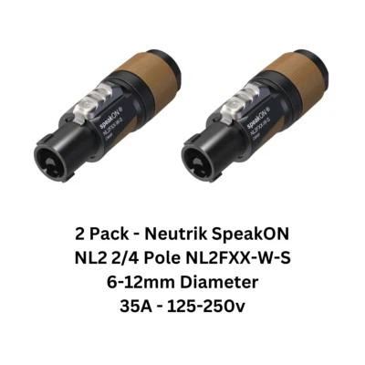Paquete de 2 altavoces Neutrik SpeakON NL2 4 polos NL2FXX-W-S Foto 1 de 4