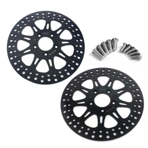 Black 11.5" Front Rear Brake Rotors Bolts Touring Road King Electra Glide 00-07 - Picture 1 of 11
