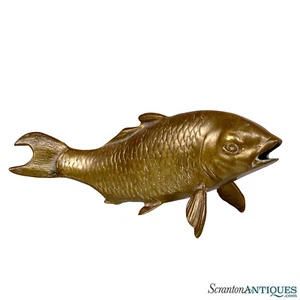 Vintage Chinese Koi Carp Fish Brass Figural Sculpture - Picture 1 of 8