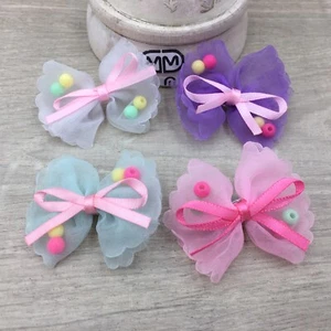 Dog Cat Puppy Kitten Pet Pink Ribbon Lace Hair Clip Clips Bow Bowtie Grooming LA - Picture 1 of 10