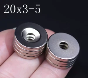 2Pcs 20x3-5 Neodymium Magnet 20mm x 5mm Hole 5mm N35 NdFeB Round Powerful NN - Picture 1 of 1