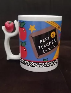 Vintage Carol Eldridge 1995 Teacher Gift Coffee Mug w/Spinner Apple 12 oz - Picture 1 of 2